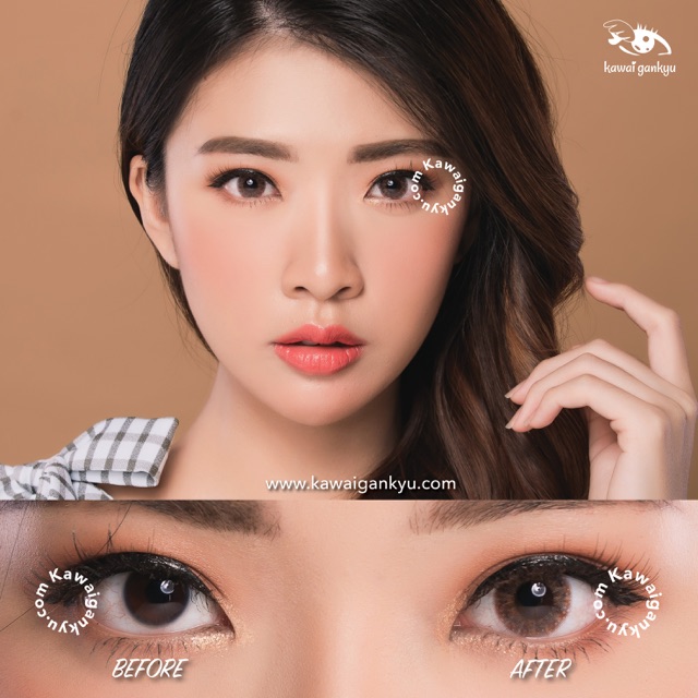 KawaiGankyu softlens - Princess rosy ash brown (1botol)