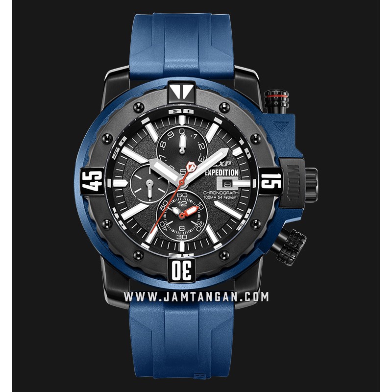 Expedition E 302 MC RIPBABU Chronograph Black Dial Blue Rubber Strap