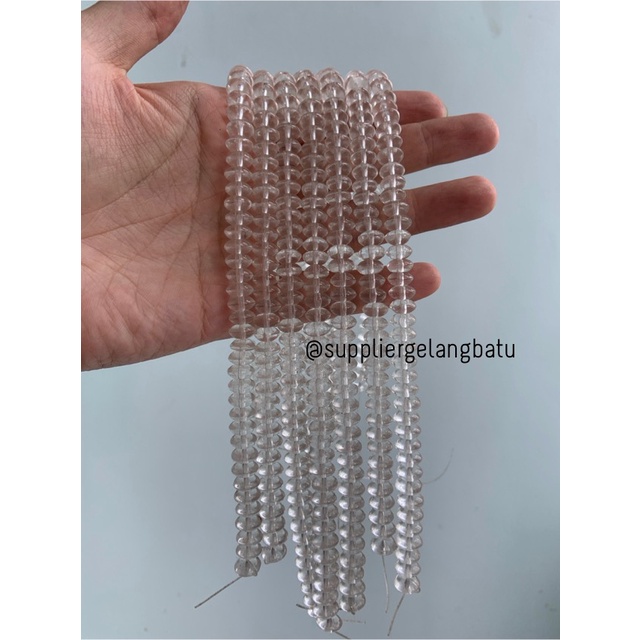 batu rondelle Stone Beads 3 x 8mm WHITE QUARTZ pembatas tasbih KUARSA