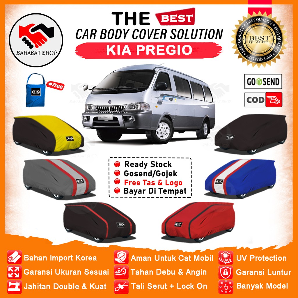 Sahabat Body Cover Mobil Pregio / Sarung Penutup Kia Pregio Outdoor / Selimut Tutup Mantel Kerudung Pelindung Pembungkus Terpal Jas Mantol Kerodong Kelambu Tutupan Bungkus Mobil Pregio Waterproof Anti Air Model Orange