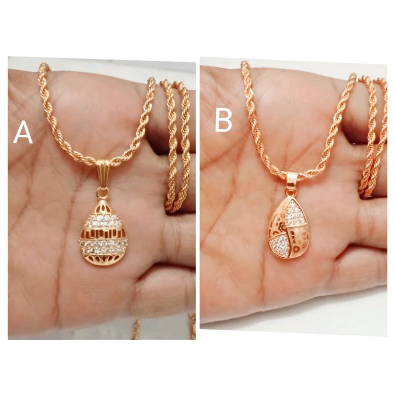 SPnB22. Kalung xuping wanita lapis emas dgn mata zircon UK 45 cm model tambang