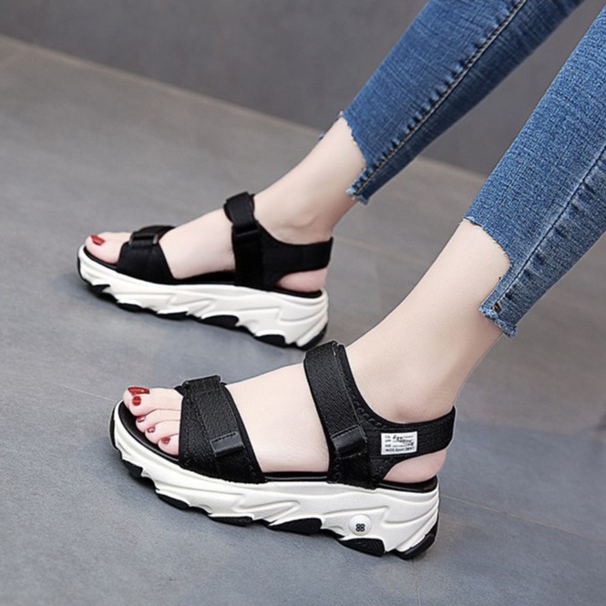 TBIG [COD] Sandal Tali Wanita Import HANQ POLOS Korea Style Santai Wanita Wedges