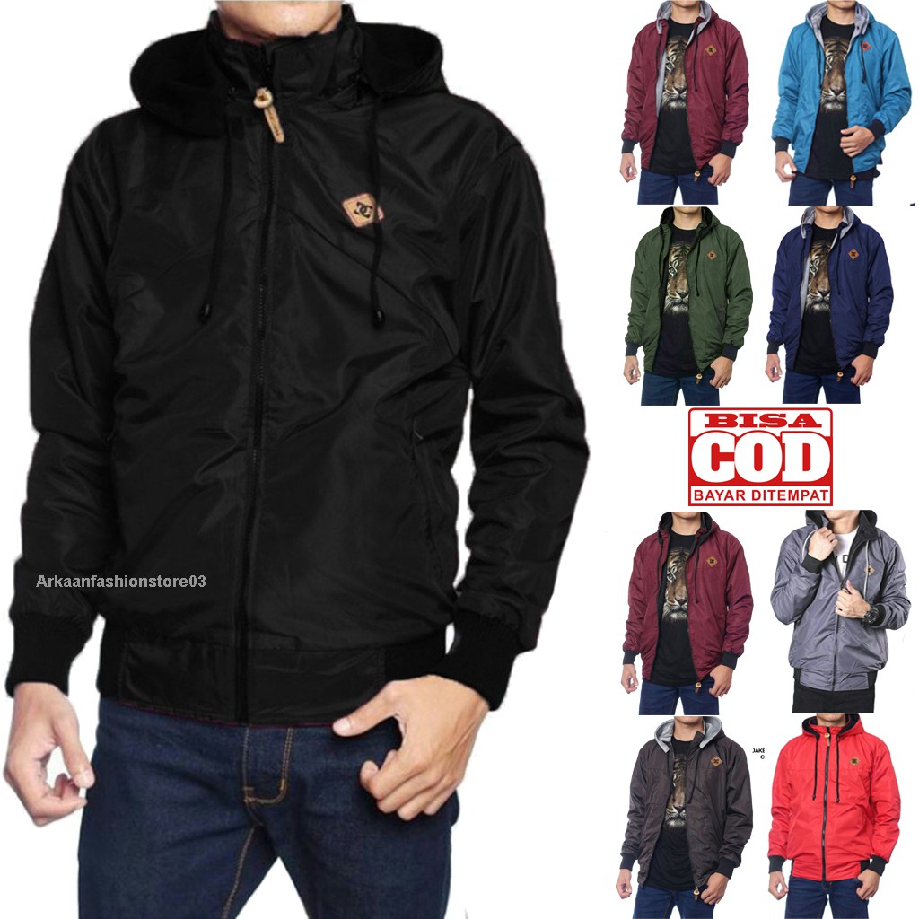 JAKET BOLAK BALIK PRIA BB 2in1 PARASUT ANTI AIR FLEECE SIZE M L XL