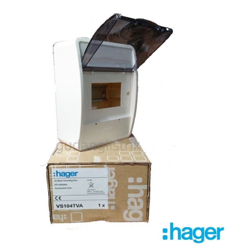 HAGER BOX MCB 4 GROUP OUTBOW TEMPEL VS104TVA TUTUP TRANSPARANT