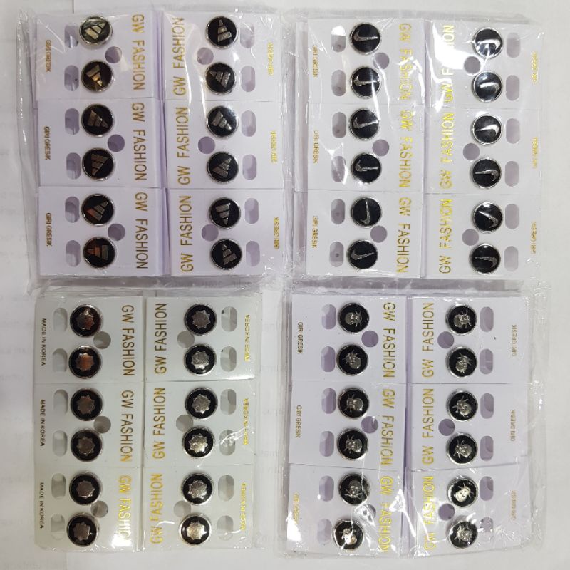 Anting Cat Bulat 11mm Bermotif Tusuk 12pasang Kulakan Grosir