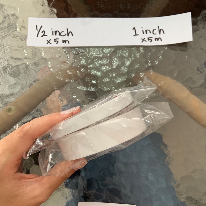 

DAEGU Isolasi Bolak Balik Solasi Double Tape 12mm 24mm / ½ 1 inch Double Tape panjang 5 meter murah berkualitas