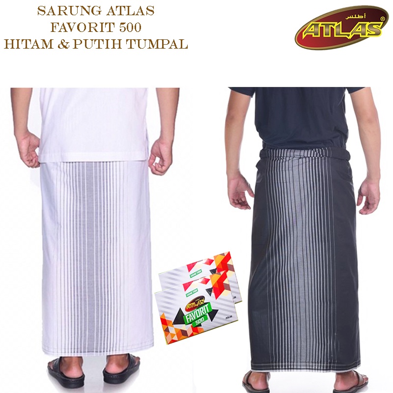 Sarung Atlas Favorit 500 Hitam Putih Polos Tumpal Sarung Atlas Dewasa