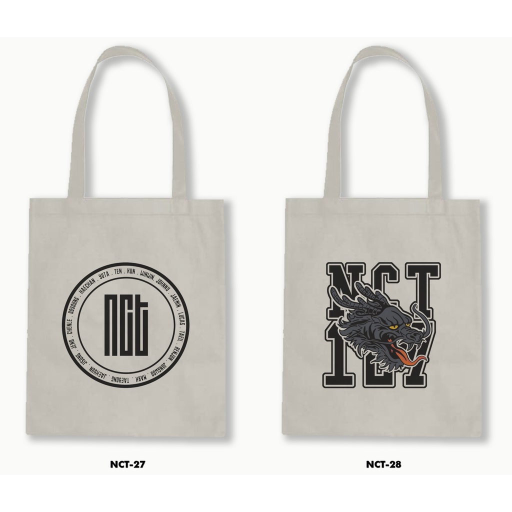 Tas Tote Bag Resleting Kanvas/Blacu  - Nct / Kpop 02