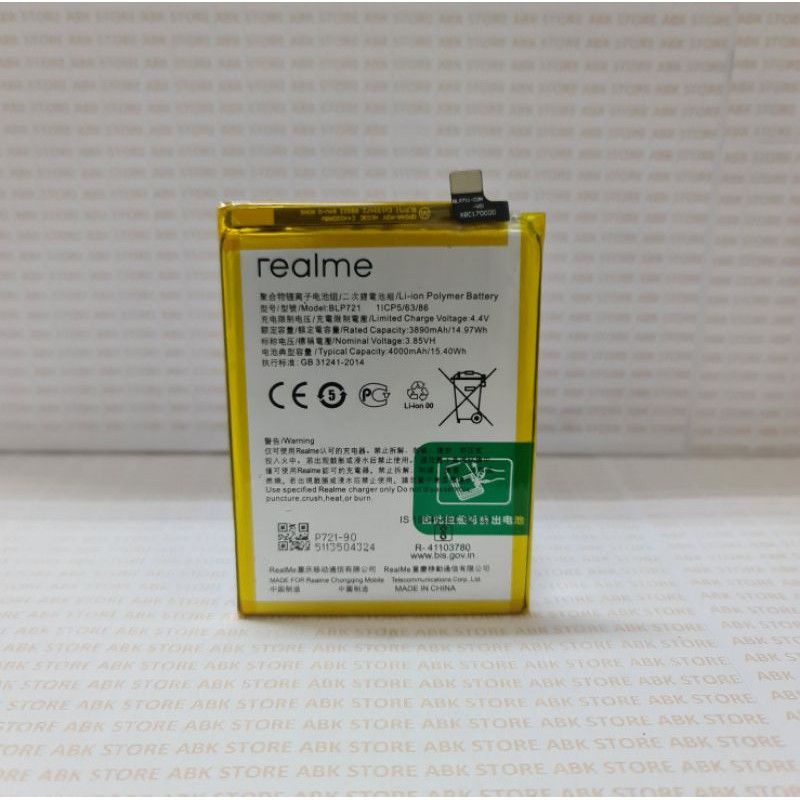 BATTERY BATRE BATRAI BATERAI REALME C2 / BLP721 ORIGINAL