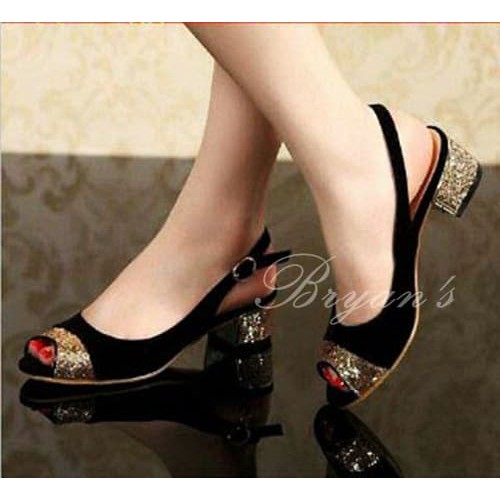 SEPATU HIGH HEELS WANITA CEWEK KANTOR KERJA FORMAL PESTA WARNA COKLAT HITAM V00142