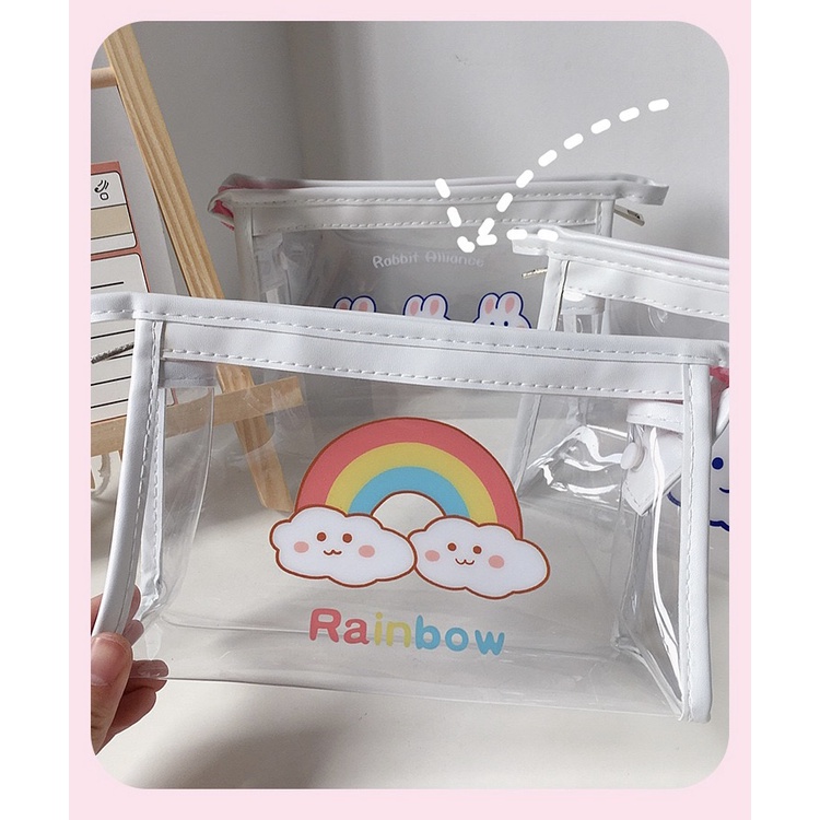 

050 Tempat Pensil Tas Makeup Kosmetik Pouch Pouch Travelling / Pouch PVC Bening Tebal Murah