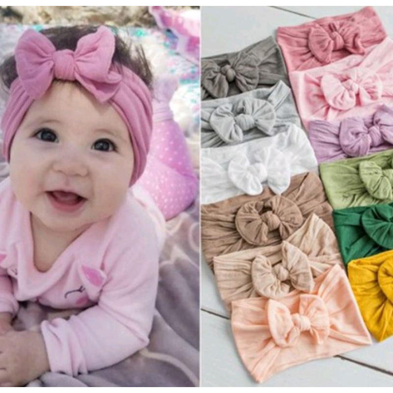 Bandana pita anak bando pita anak bando bayi bando balita baby new born turban motif polos grosir madiun