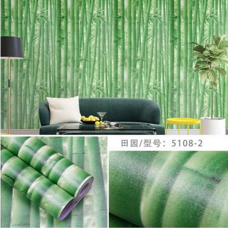 Wallpaper Bambu Rotan Jarang Daun Hijau IMPORT 1 roll