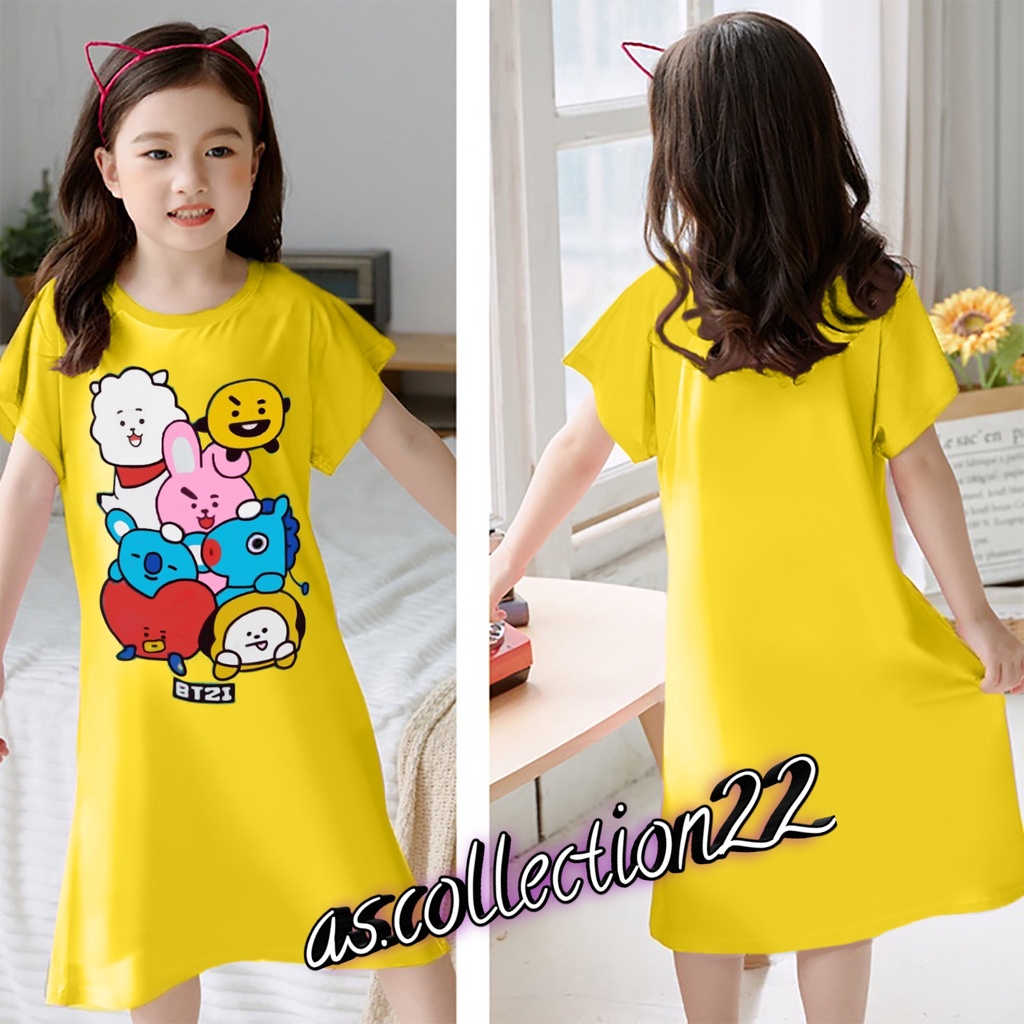 #DRESS BTZ 3//DASTER ANAK PEREMPUAN MOTIF BTZ CUTE//USIA 1-12 TAHUN