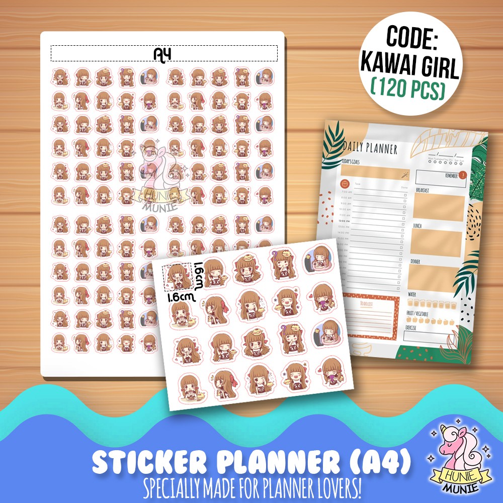 

Sticker Deco Planner - Kawaii Girl (120pcs) Stiker Hunie Munie
