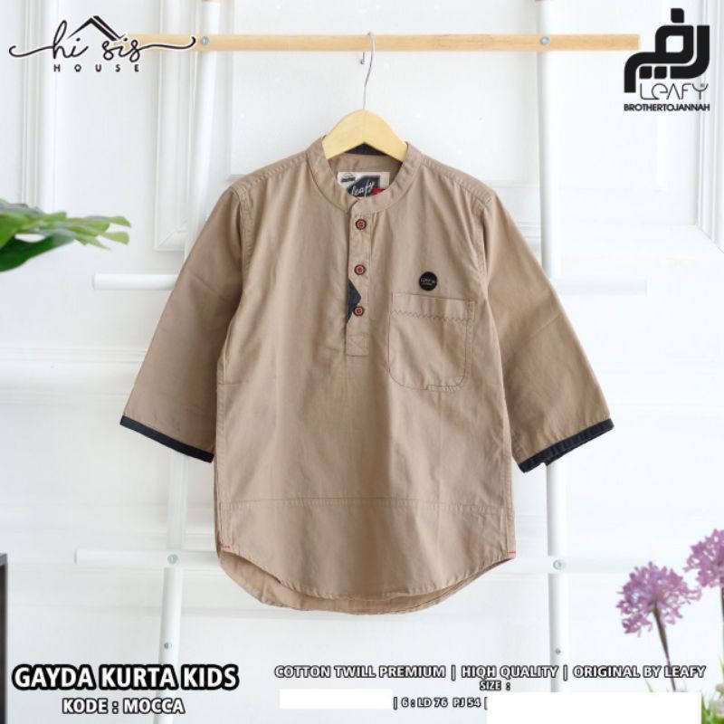 BAJU KOKO ANAK POLOS GAYDA KURTA KIDS BY LEAFY