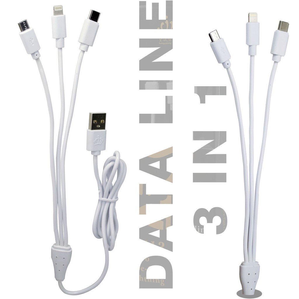 GoodCase - Kabel Data Charger 3in1 1.2M 3.5A Micro USB TYPE C Lightning Cable - Kabel 3 in1 S513