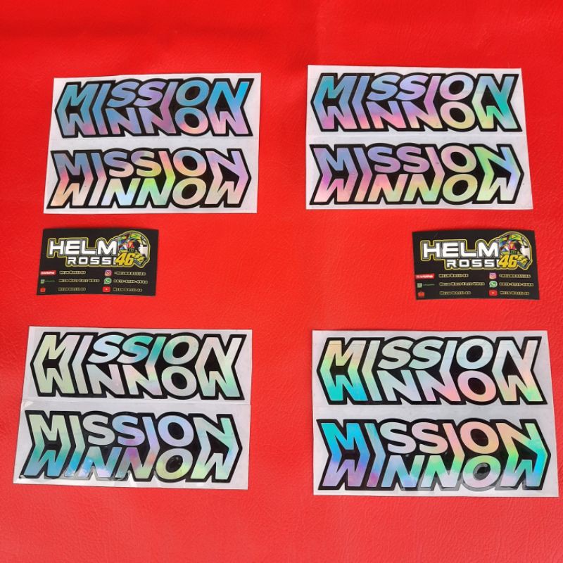 STICKER MISSION WINNOW  Laser Rainbow Menyala Terang Keren Helm KYT TT COURSE DLL