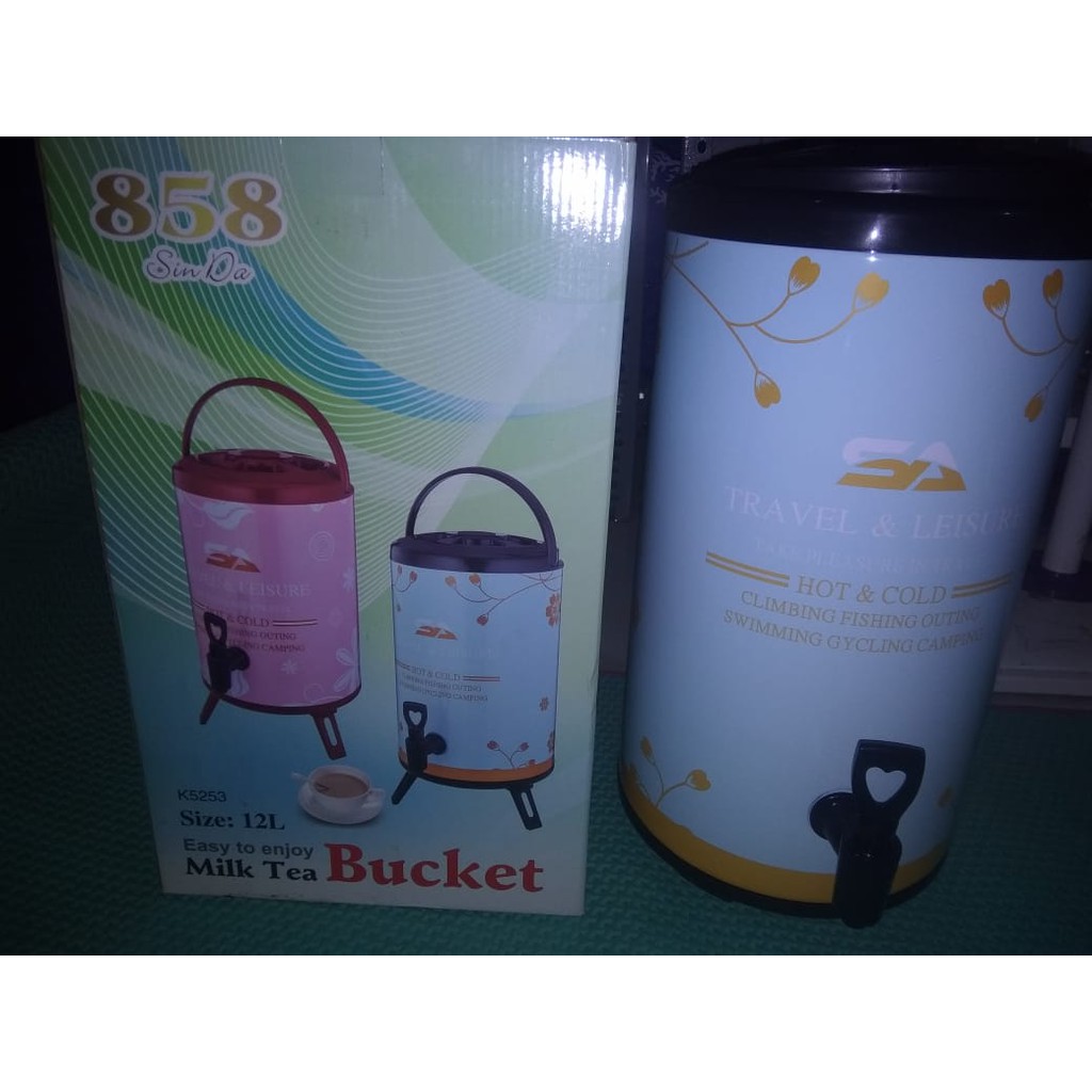 [COD]MILK TEA BUCKET UKURAN 12 LITER MOTIF BUNGA