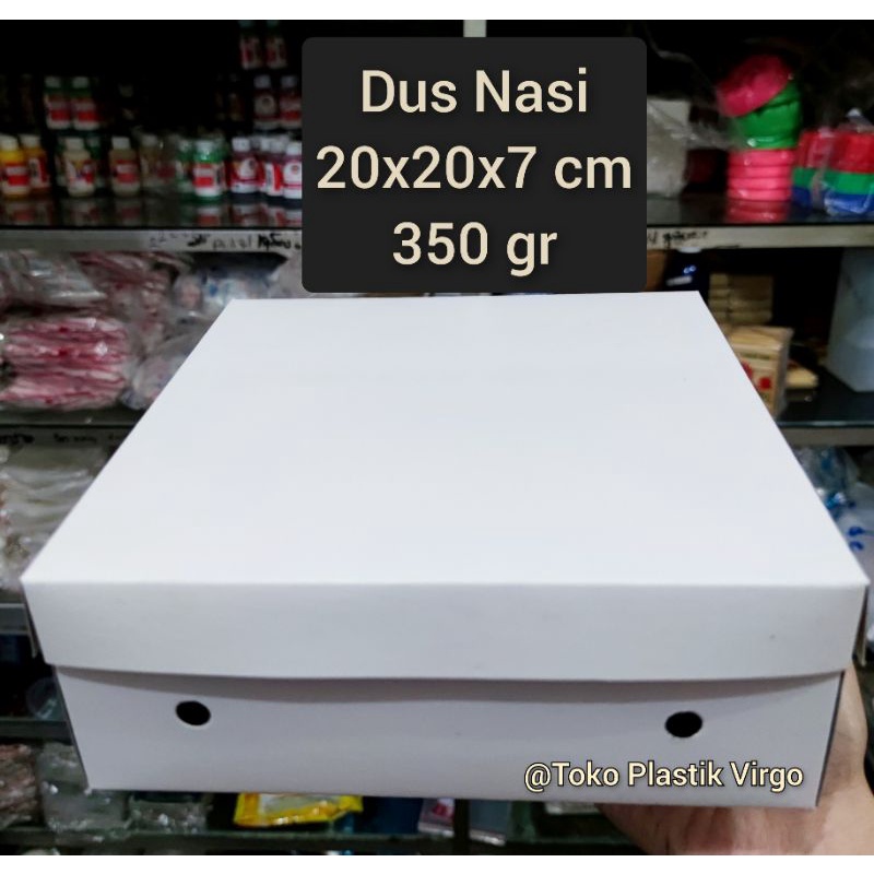Box / Kardus / Dus Nasi Kue Snack Makanan - 20x20x8 cm - Putih Coated