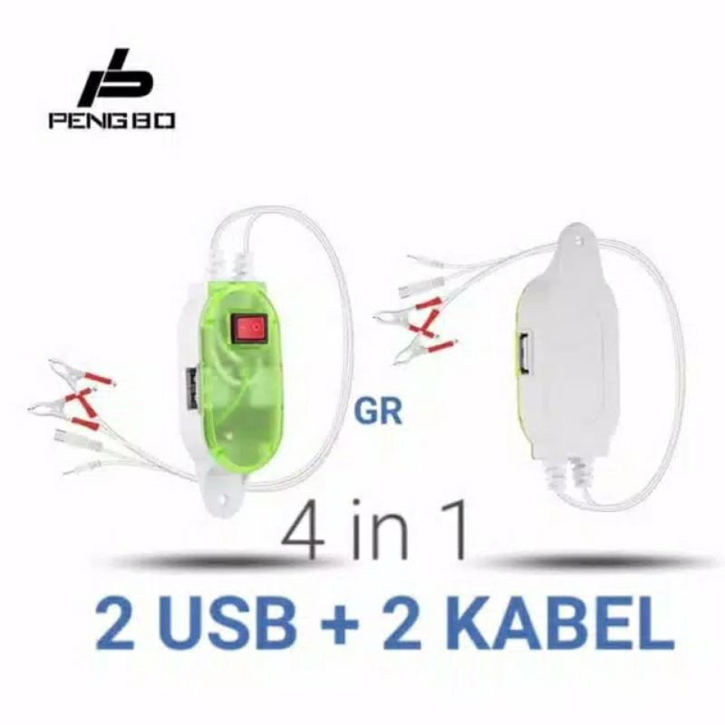 B6 Charger HP Di Motor | DC Cash Hape Aki Sepeda Motor | Carger Accu Acu Gojek Grab | 2 USB Lengkap