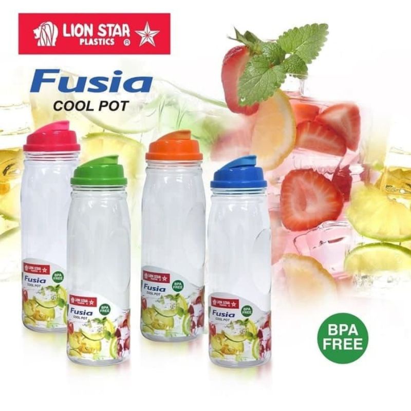 Botol air minum air 1,2 Liter lion star fusia &amp; nutria infused water cool bottle kulkas jumbo besar