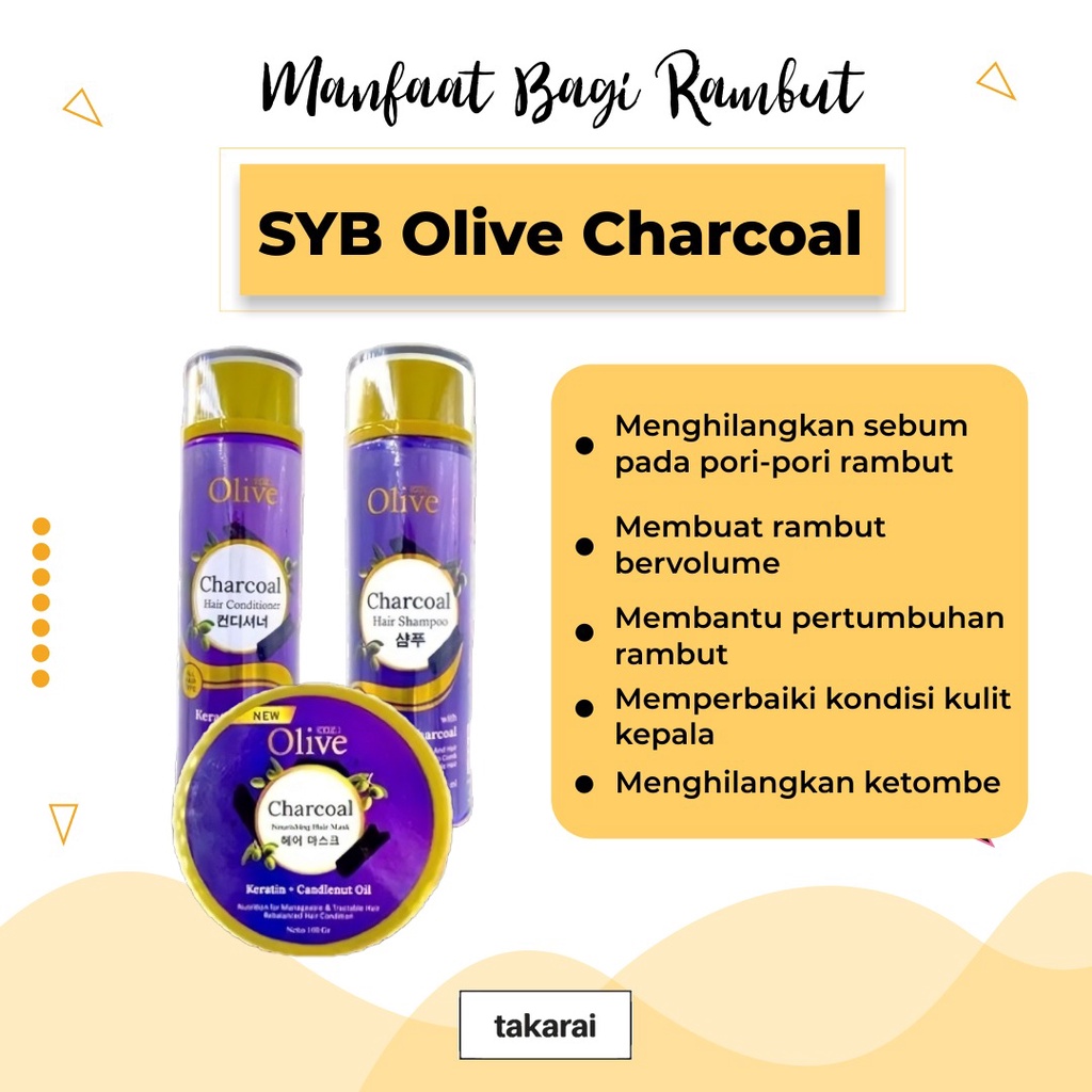 [COD] SYB Olive Charcoal Paket 3in1 Conditioner + Shampo + Hair Mask Treatment Segala Jenis Rambut