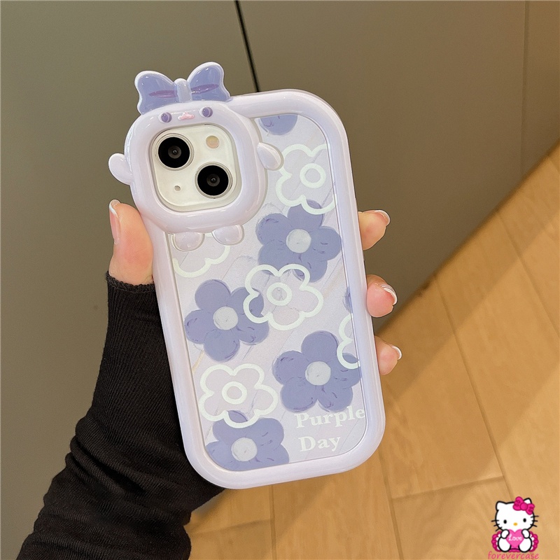 Soft Case Desain Kartun Monster Kecil Bunga Ungu Untuk IPhone XR 11 7 8 6 6S Plus 13 12 11 Pro MAX X XS MAX SE 2020