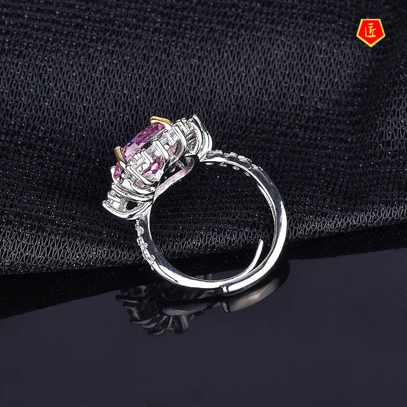 [Ready Stock]Pink Diamond Ring 18K Gold Two-Tone Fashion