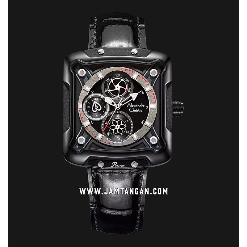 Alexandre Christie AC 3030 BF LIPBA Ladies Black Dial Black Leather Strap