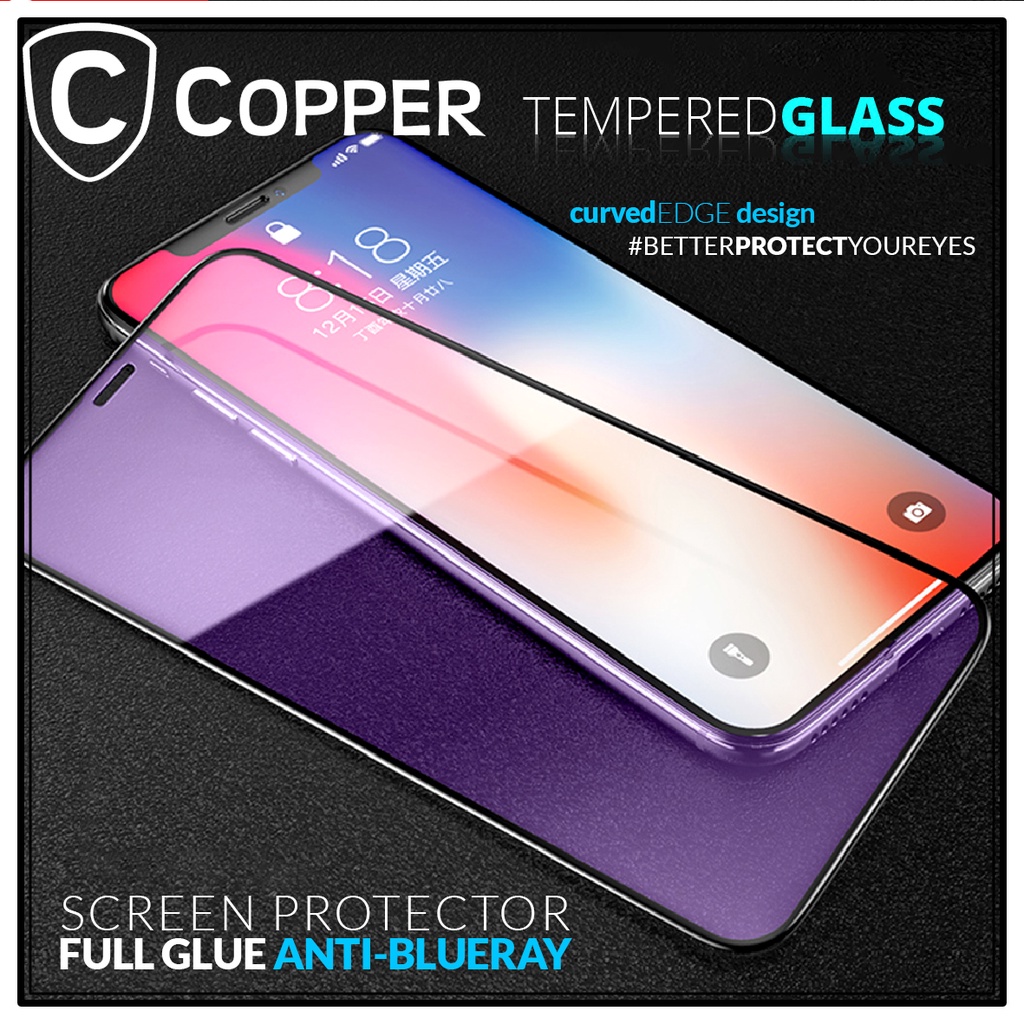 Poco C40 - COPPER Tempered Glass ANTI-BLUERAY (Full Glue)