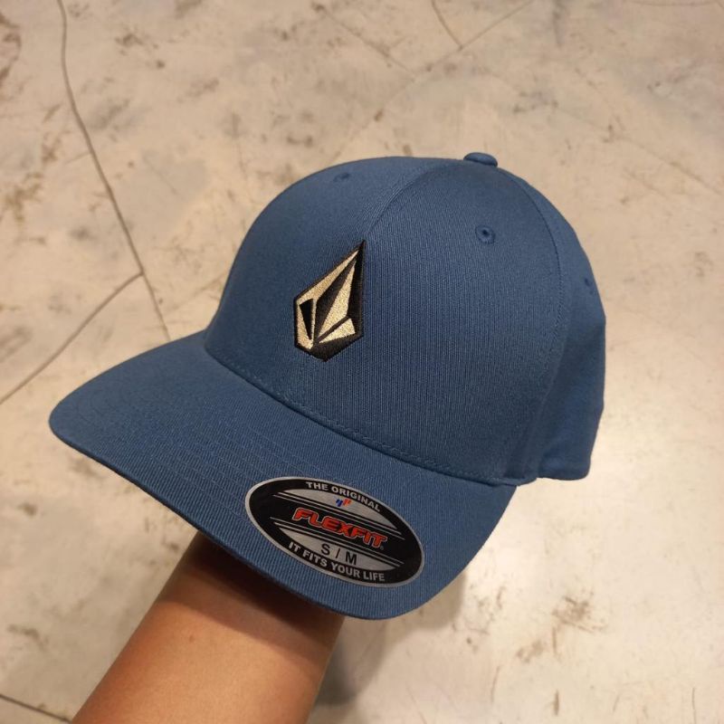 Topi Volcom Flexfit Full Stone Smoke Blue