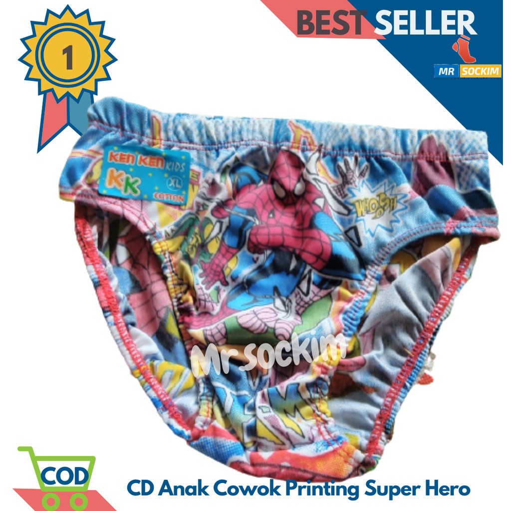 5 Pcs - Celana Dalam Anak Cowok Laki Laki full Printing karakter super hero (Usia 4-9 Tahun)