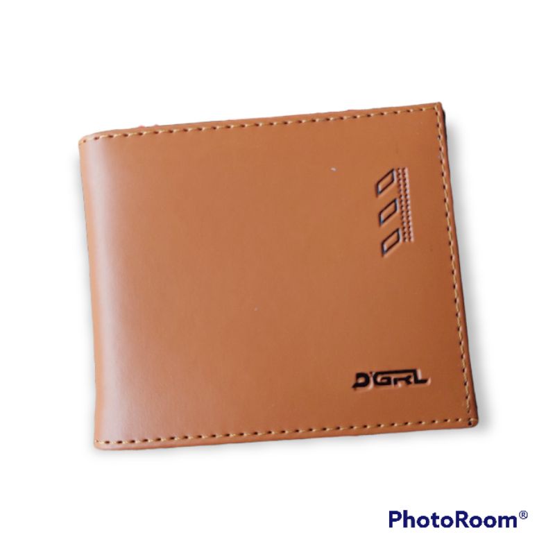 Dapat Box - Dompet Pria Kulit Sintetis Lipat Brown Simple Pendek Murah