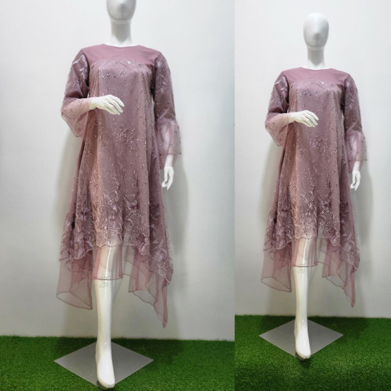 Dress remaja//dress brokat//dress pesta modern//dress kekinian//dress sage grenn