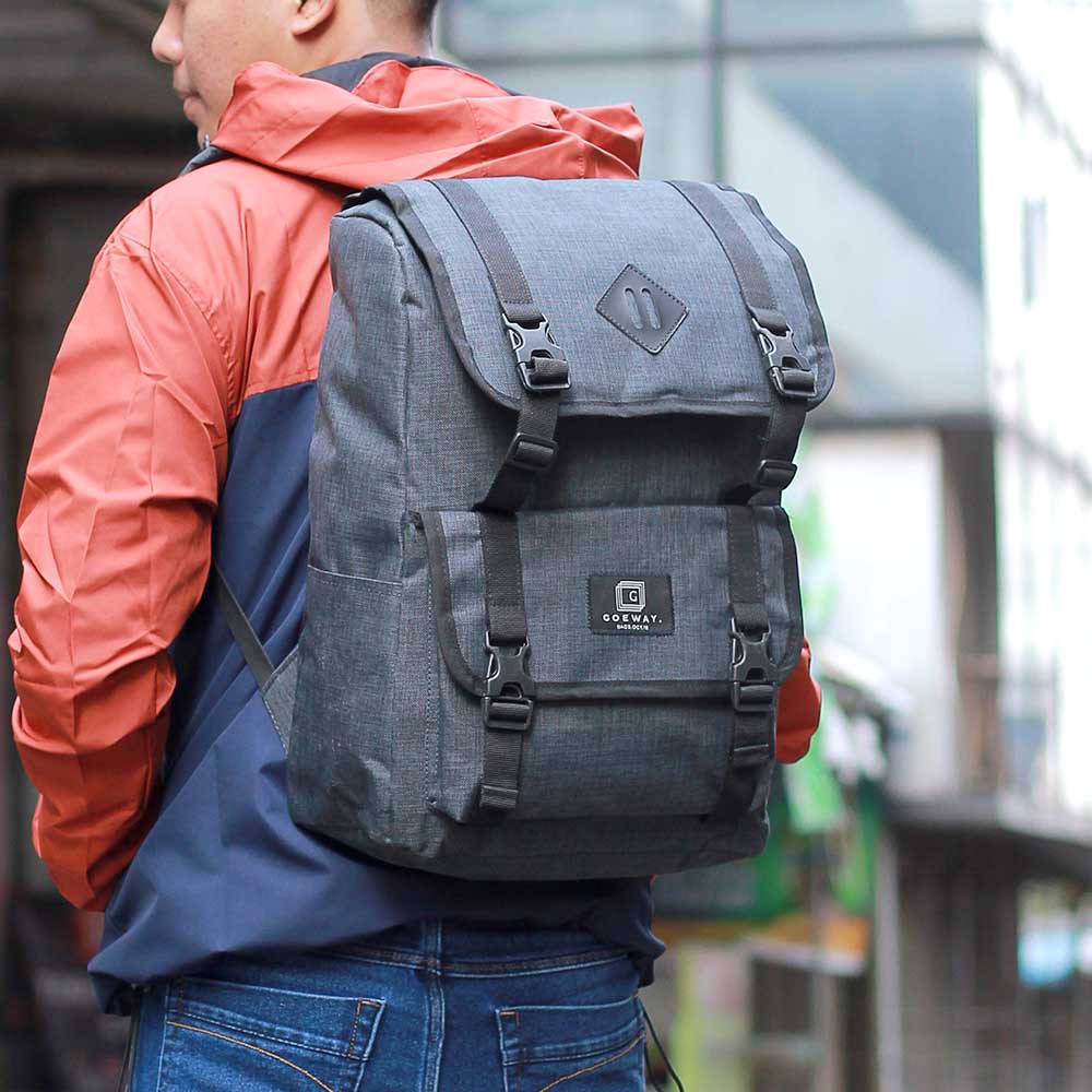 AUTHENTIC Tas Ransel Pria Canvas Tas Punggung Laptop Kanvas Kerja Kuliah Backpack Outdoor Travelling Free Raincoat Waterproof