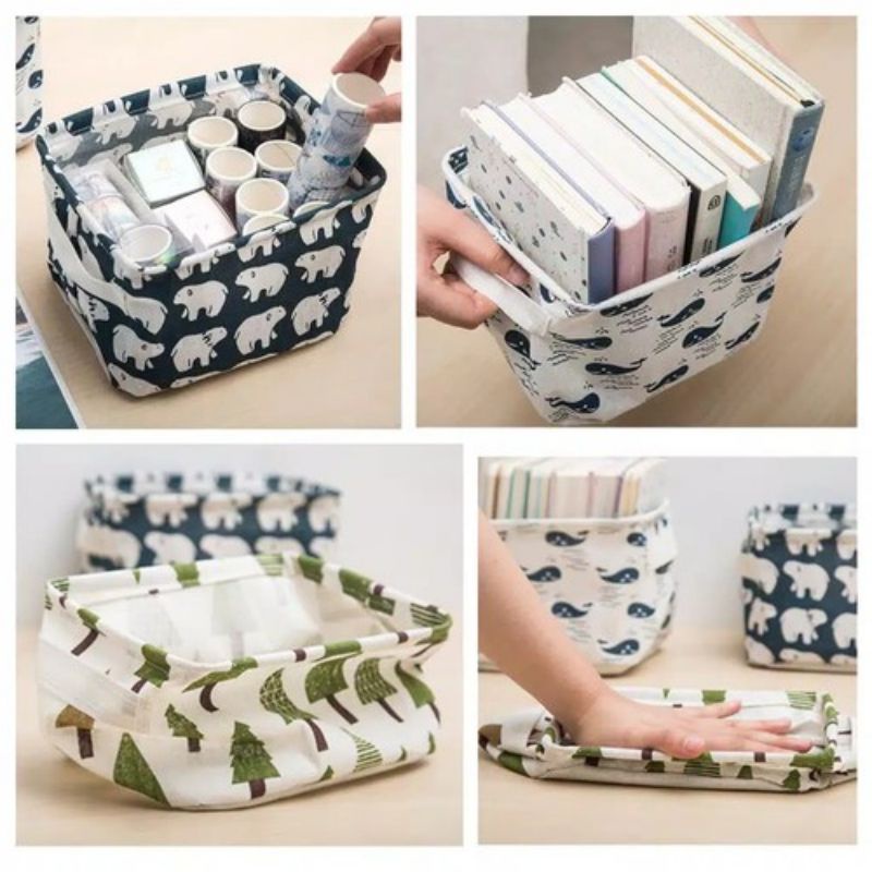 DESKTOP STORAGE BOX  RAK Make Up  Rak Buku  RAK SERBAGUNA BAHAN KANVAS