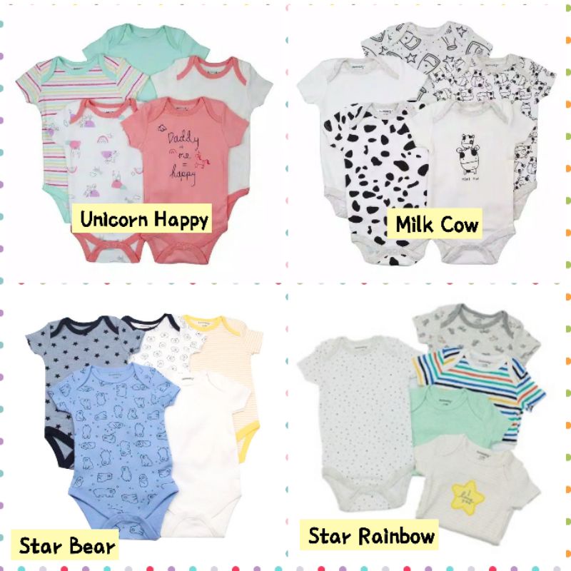 Jumper Pendek 5 in 1 Bayi Newborn Perempuan Laki Laki / Jamsuit Romper Baju Bayi Baru Lahir Impor