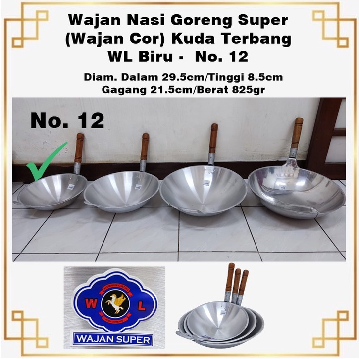 Wajan Nasi Goreng Cor Super Kuda Terbang WL Biru No. 12