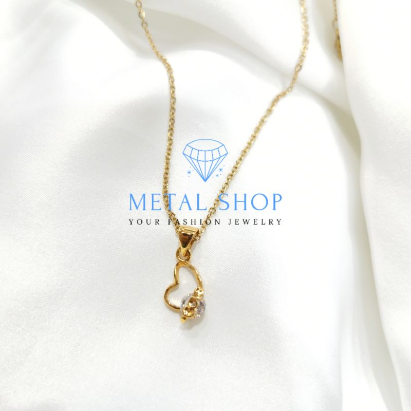 MS - Kalung Rhodium Wanita Love Zircon