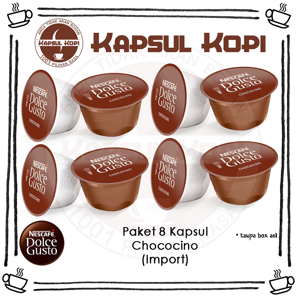 

Paket 8 Kapsul Chococino IMPORT KapsulKopi Nescafe Dolce Gusto