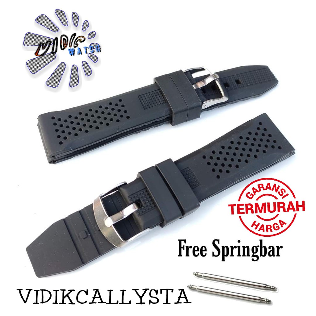 Tali Jam Tangan karet Rubber Embos 20mm 22mm 24mm Kualitas bagus 20 22 24 MM