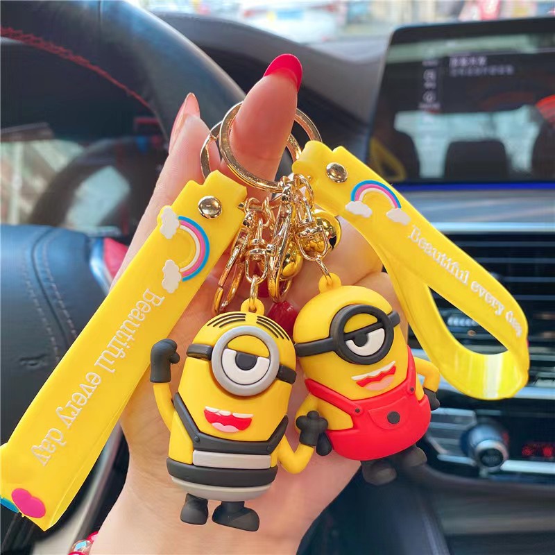 Gantungan Kunci Boneka Minions Kevin Bob 6 Model Bahan PVC Untuk Pasangan