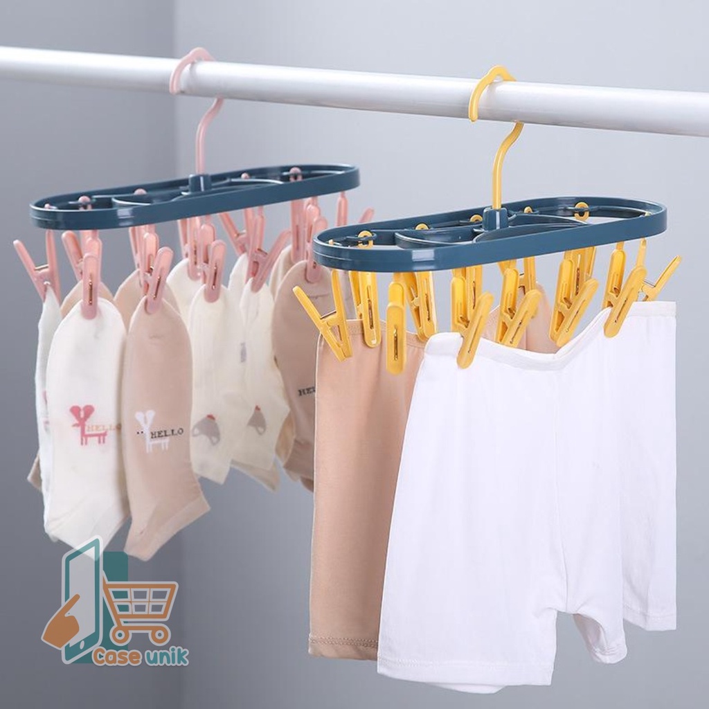 RT52 GANTUNGAN HANGER HOOK JEPIT JEPITAN JEMURAN JEMUR BAJU KAOS KAKI JEPIT 12 KLIP CS3692