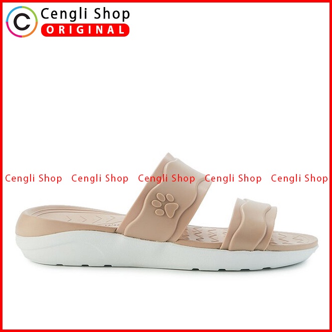 SANDAL SLIDE WANITA HUSH PUPPIES ORIGINAL CASUAL BRANDED BEIGE HW34