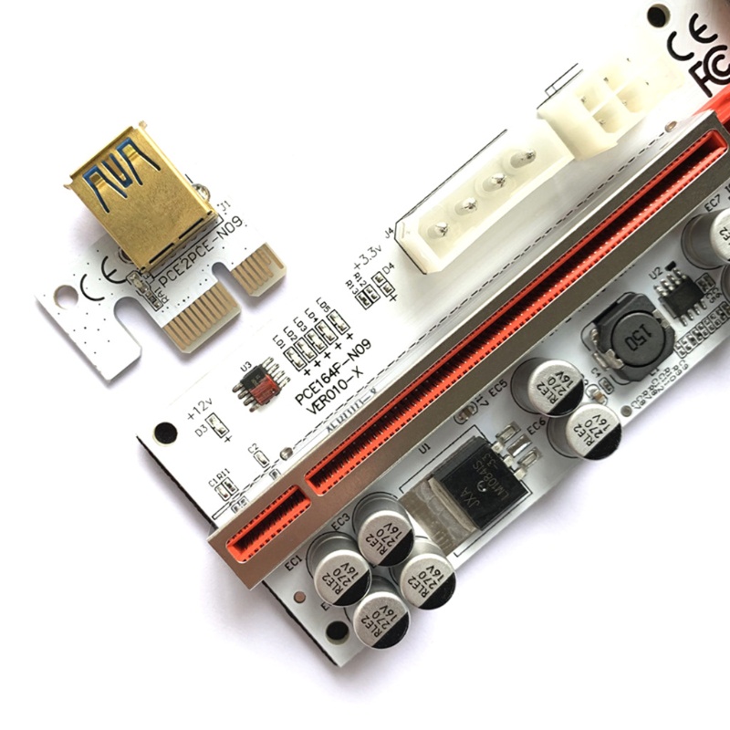 Btsg USB 3.0 PCI-E Riser Card PCI VER010-X Untuk Express 1X Ke 16X Adaptor 6Pin Kabel Listrik Untuk BTC Bitcoin Mining