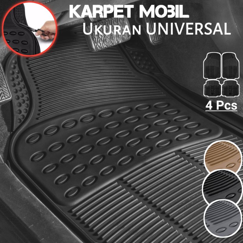 Karpet Mobil Universal 4 PCS - 2 Baris / Universal Fit Car Mats / Car Floor Mats SH 20