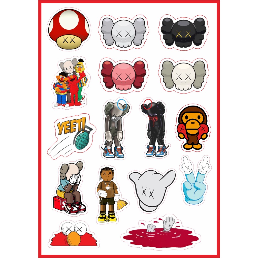 

Stiker Brand Kaws [ISI 15PCS] Sticker Setiker Untuk Laptop | HP | BINDER | Helm | Motor Anti Air