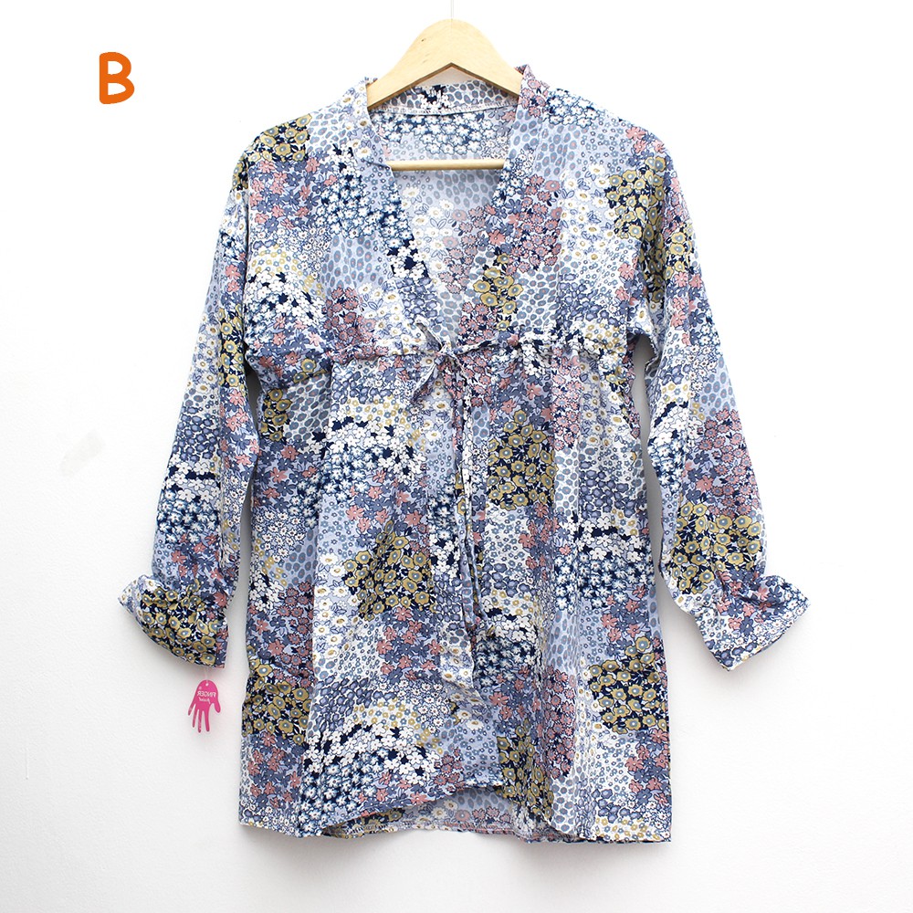 JakartaFashion - cardigan kerut outter bohemian etnic kardigan tali lengan panjang bahan adem batik