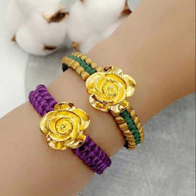 Gelang Tali Merah Mawar Rose Bunga Emas 24k Hongkong Hk Shopee Indonesia